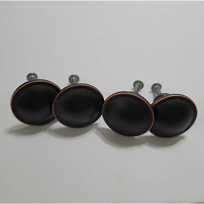 Set of four Door Cabinet Drawer Knobs Metal dark brown black color