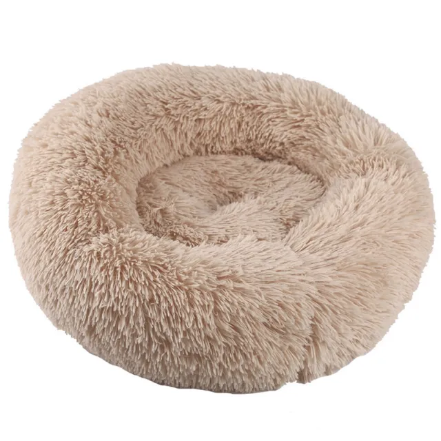 Donut Plush Pet Dog Cat Bed Fluffy Soft Warm Calming Bed Sleeping Nest Winter