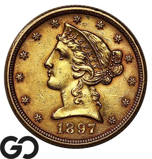 1897 Half Eagle, $5 Gold Liberty ** Free Shipping!