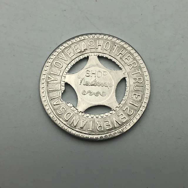 Evert + Sally Love Each Other Vtg Good Luck Coin Token FOB Shop Newberrys T9