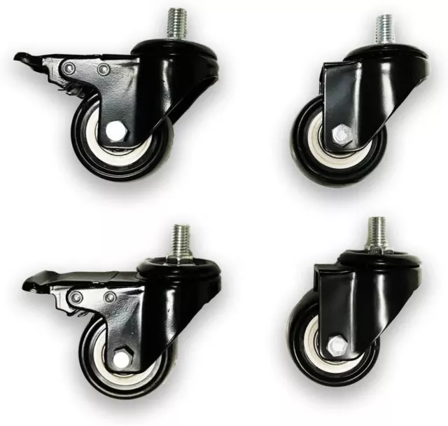 2-Inch Heavy Duty Rubber Caster Wheels with Swiveling Threaded Stem (4 Pack)