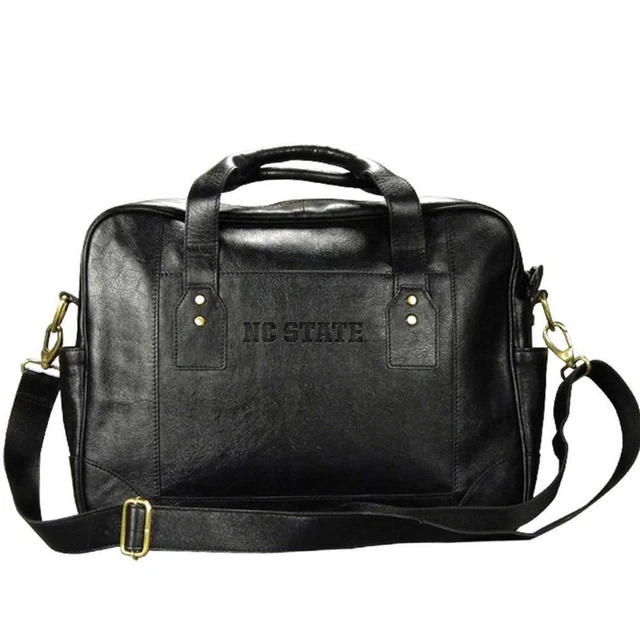 NCSU NC State Wolfpack Business Case Black Genuine Leather