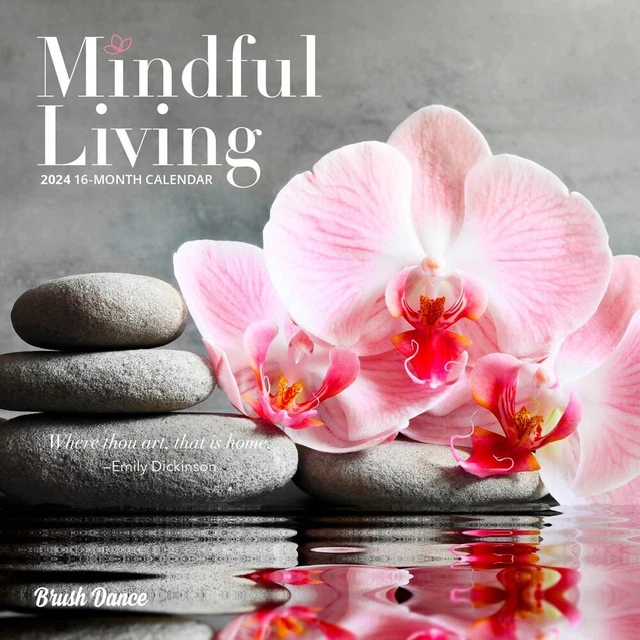 MINDFUL LIVING 2024 7x14" Monthly Mini Wall Calendar 8.99 PicClick