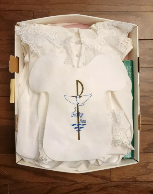 Diamond Brite Baptismal Christening Gown Dress  In Box
