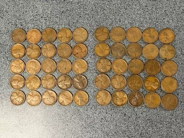 Full Roll (50) 1916 S United States Average Lincoln Wheat Pennies