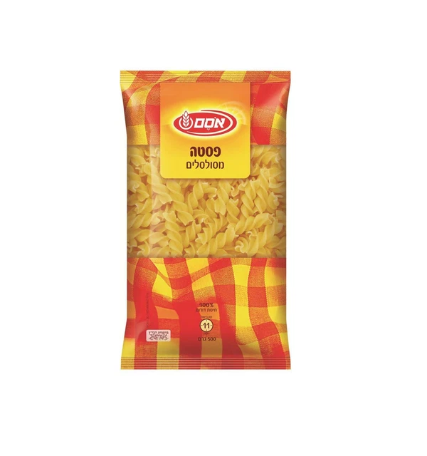 Curly Pasta Rotini Shape Durum Wheat Kosher Israeli Product by Osem 500g
