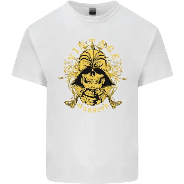T-shirt vintage Warrior Samurai Bushido MMA teschio da uomo cotone 2