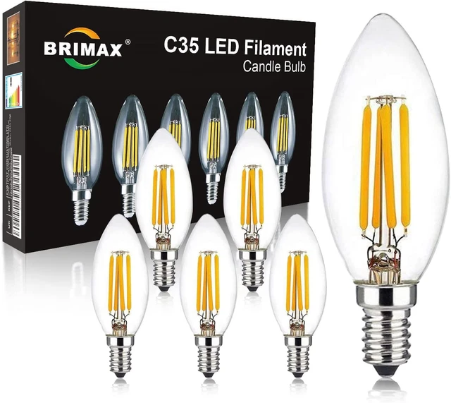 E14 LED Kerzenlampen, C35 dimmbar warmweiß, 4W LED Filament 40W Glühbirne (6er-Pack