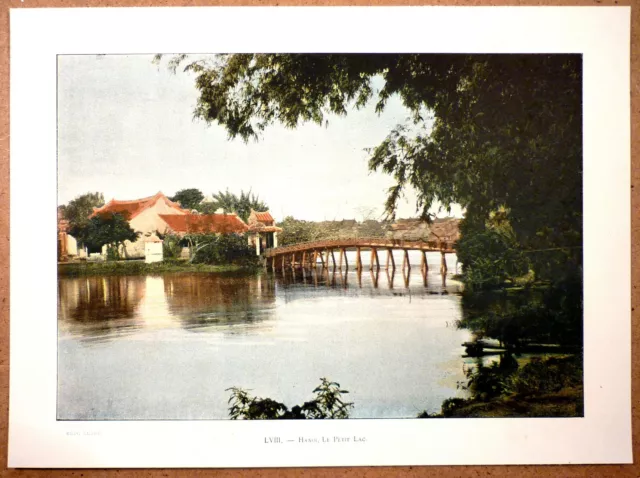 TONKIN Hanoï - le Petit Lac - Photochromie fin 19ème  gravure  Vietnam