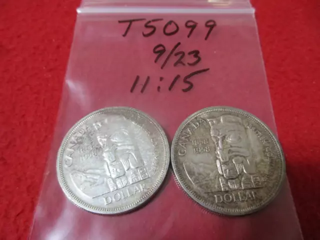 1858-1958 Canada 2/TWO High Grade Silver British Columbia Dollars         #T5099