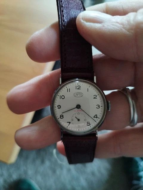 Montre Homme Vintage Mécanique Philishave, 17 Rubis, Années 70, Boîtier Acier, Bracelet Cuir Noir - Réf A122