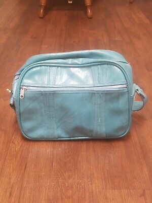 Vintage AMERICAN TOURISTER Faux Leather Turquoise Carry On Shoulder Luggage Bag