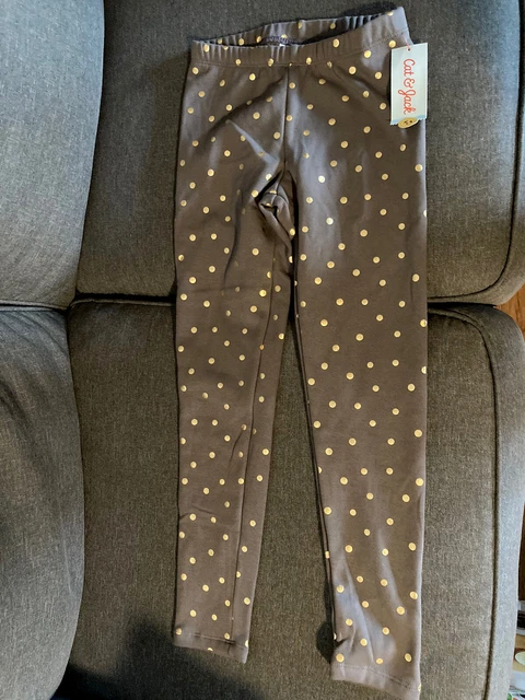 New Cat and jack girls pants size large 10/12 polkadot gold gray