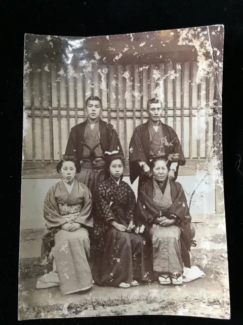 #1541 Giapponese Vintage Foto 1940s / Man Donna Girl People Kimono