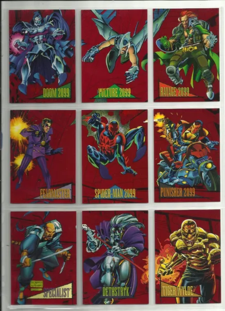 1993 Marvel Universe: Series 4 (SkyBox) Set of 9 RED FOIL 2099 Chase Cards (1-9)