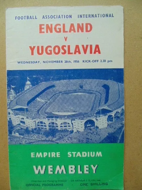 ENGLAND  v  YUGOSLAVIA   NOVEMBER 28 ,1956