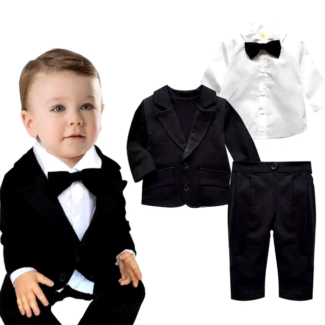 Baby Boy Gentleman Wedding Bow Tie Tuxedo Coat , Dress Shirt ,Pants