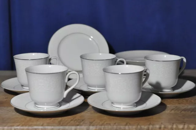 Carlton Plymouth 303 Footed Teacup Saucer and Bread Plate Set