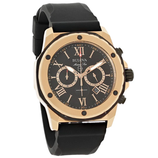 Megir Orologio Uomo Militare Al Quarzo - Cassa Oro Rosa E Cinturino In Silicone Nero - Cronografo 3 Quadranti