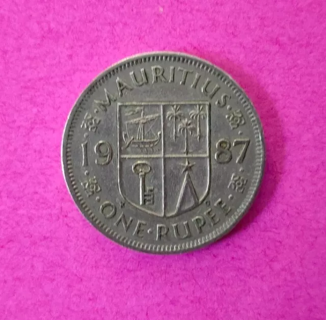 Piece de monnaie de l'ile Maurice de 1 Roupie 1987 one rupee mauritius