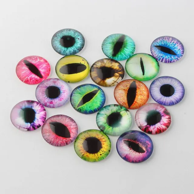 Half Round/Dome Dragon Eye Printed Glass Cabochons, Mixed Colour's 12x4mm