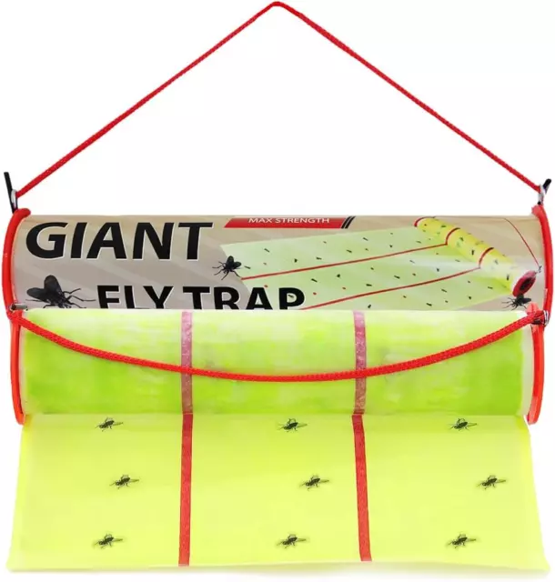 Giant Sticky Fly Trap Roll - MAX Strength - Outdoor/Indoor - Non Toxic - for Fli