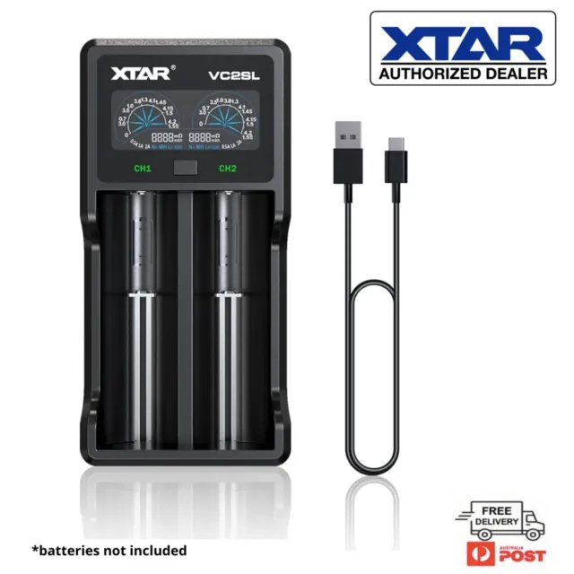 XTAR VC2SL 2 Bay USB-C LCD Smart Battery Charger