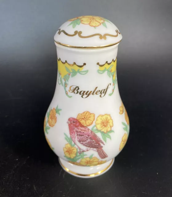 Lenox Birds and Blossoms Spice Jar 1994 Bayleaf Purple Finch Fine Porcelain