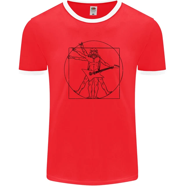 T-shirt da uomo chitarrista vitruviano Old Rocker Vitruviano Chitarra divertente FotL