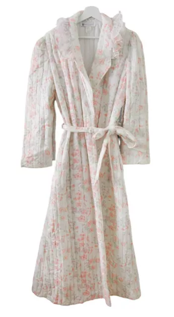 VINTAGE QUILTED ROBE Coquette Lace Collar Cottagecore House Coat Bed ...