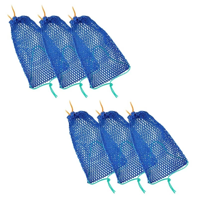 6 Sacs à Appâts Pour Piège à Crabe - Filet Polyéthylène Bleu - 32x20 Cm - 4