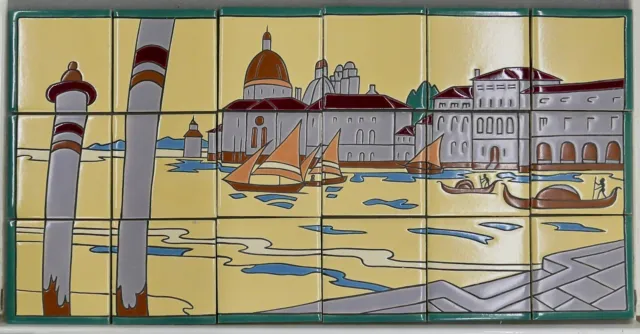Vintage Scenic Tile Panel by Mosaic Tile Co. City of Venice Italy