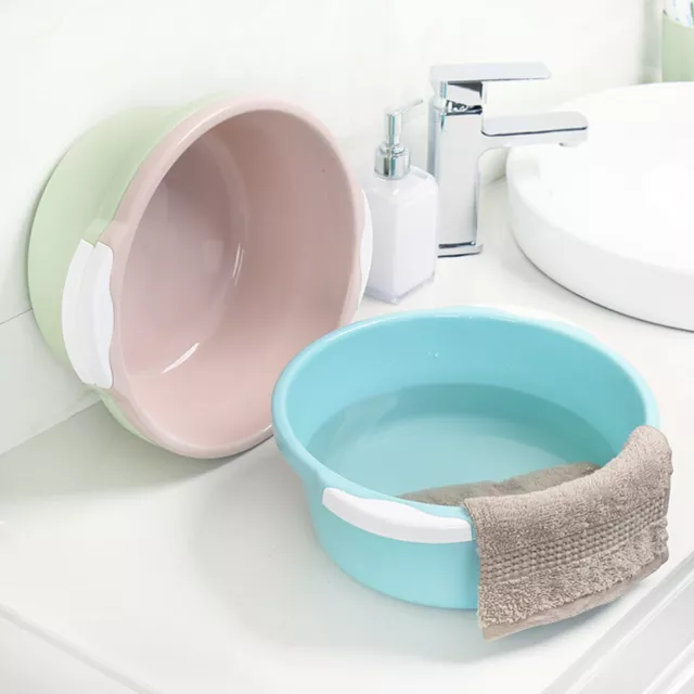 2 PIEZAS cubo de lavado a mano lavabo de plato redondo para baño (azul cielo medio)