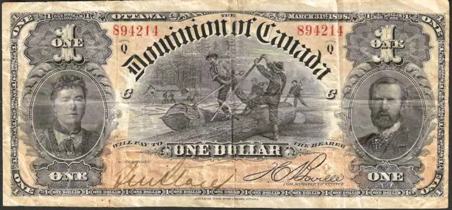 1898 DOMINION OF CANADA $1 ~ DC-13c ~ SERIES Q ~ CRISP & FRESH CHOICE VERY FINE