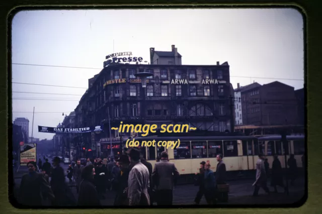1950's Frankfurt, Germany Street and Tram Trolley, Original 35mm Slide a7b