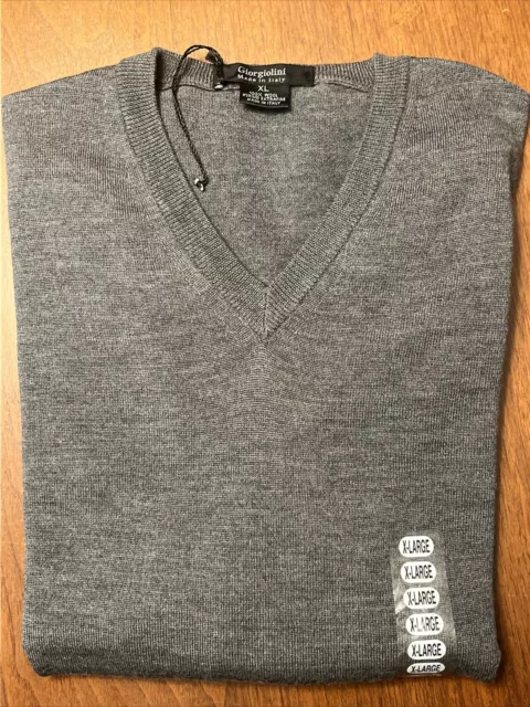 NEW Giorgiolini Merino Sweater Mens Size XL Gray 100% Merino Wool Made in Italy