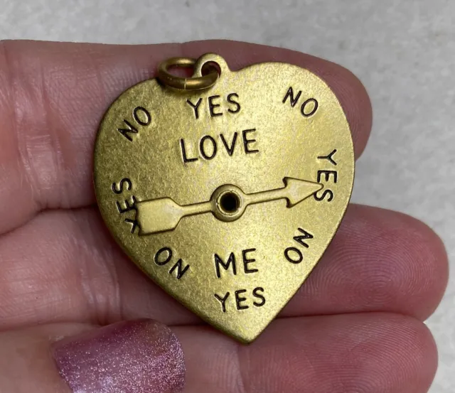 Vintage Heart I LOVE You Spinner Pendant. Movable Charm. #EB25