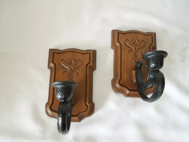 Vintage Sconce Taper Candle Holders Set of 2 Syroco Homco #4222 Made in USA 1981