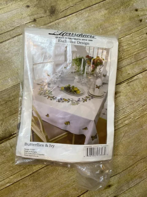 Herrschners Exclusive Design Butteries & Ivy 14x44” Table Cloth Cross Stitch