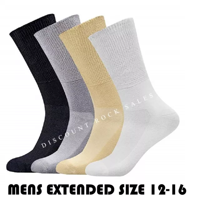 12 Pairs Mens Physicians Choice EXTENDED SIZE Cotton Blend Diabetic Crew Socks