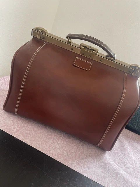 Arztkoffer Hebammentasche Reisetasche Vintage Echtleder Vollleder braun