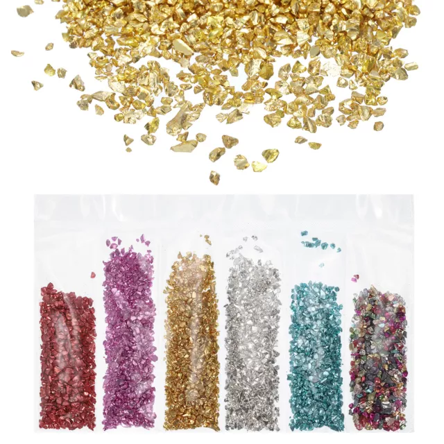 6 Colors Crushed Glass Irregular Sequins, Multi-color Metallic Chunky Glitters