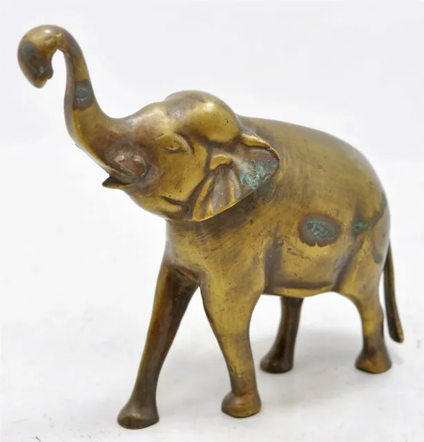 Antique Brass Elephant Figurine Original Old Hand Crafted Engraved