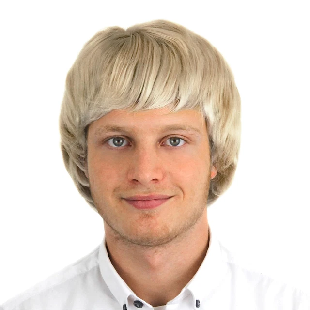 Boy Band Wig Light Blonde and Brown Short Style Adult Costume Hair