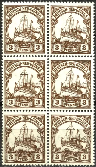 German Offices In New Guinea, Year 1919, Michel # 24, Block Of 6 Vertical, Mnh