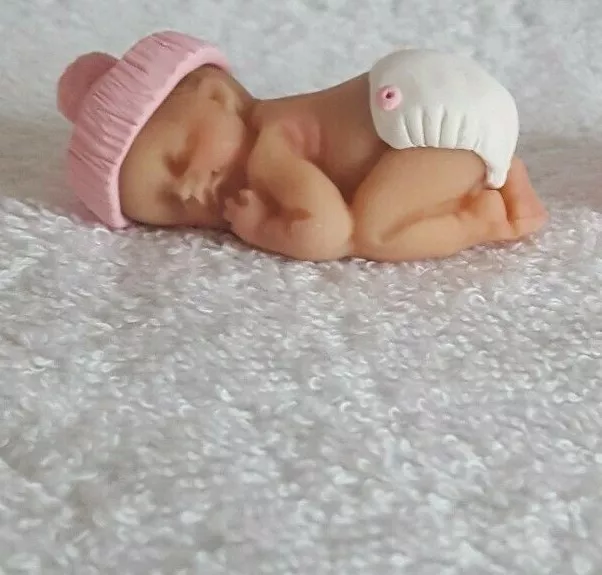 Ooak Polymer Clay 2.25"  Baby girl, baby shower, cake topper, gift so cute