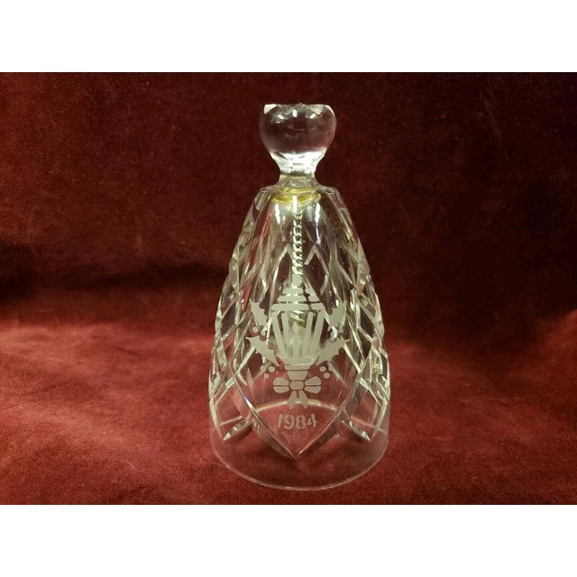 Waterford 1984 Holly Lamp Twelve Days of Christmas Crystal Bell 4" No Box