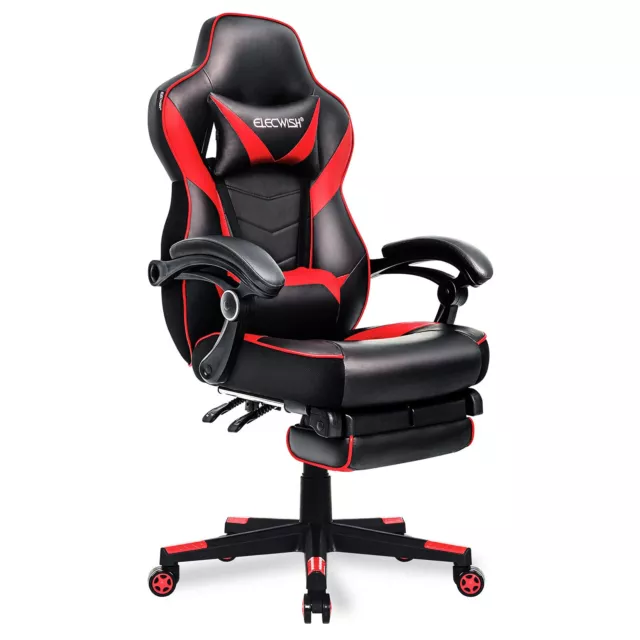Office Gaming Chair Ergonomic Swivel Seat Footrest Racing Style Reclinable