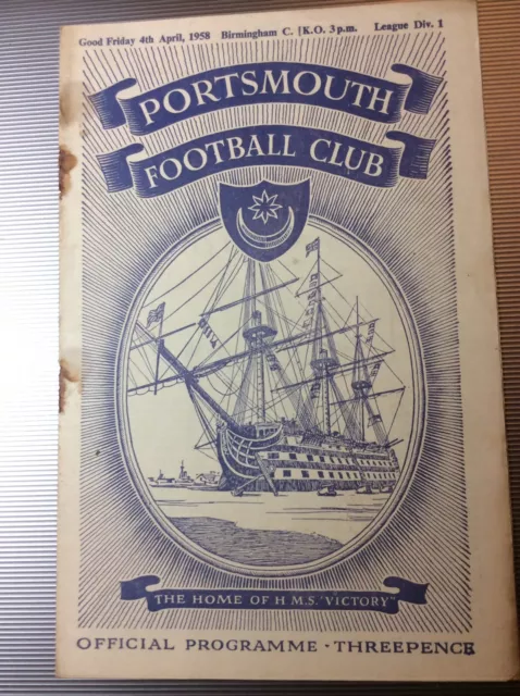 1957-58 Portsmouth v Birmingham City Football Programme