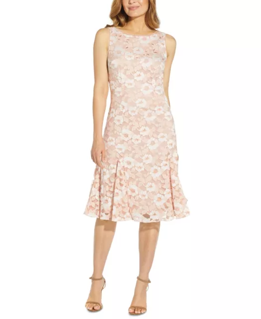Adrianna Papell Women's Floral Lace Fit & Flare Dress Pink Size 4